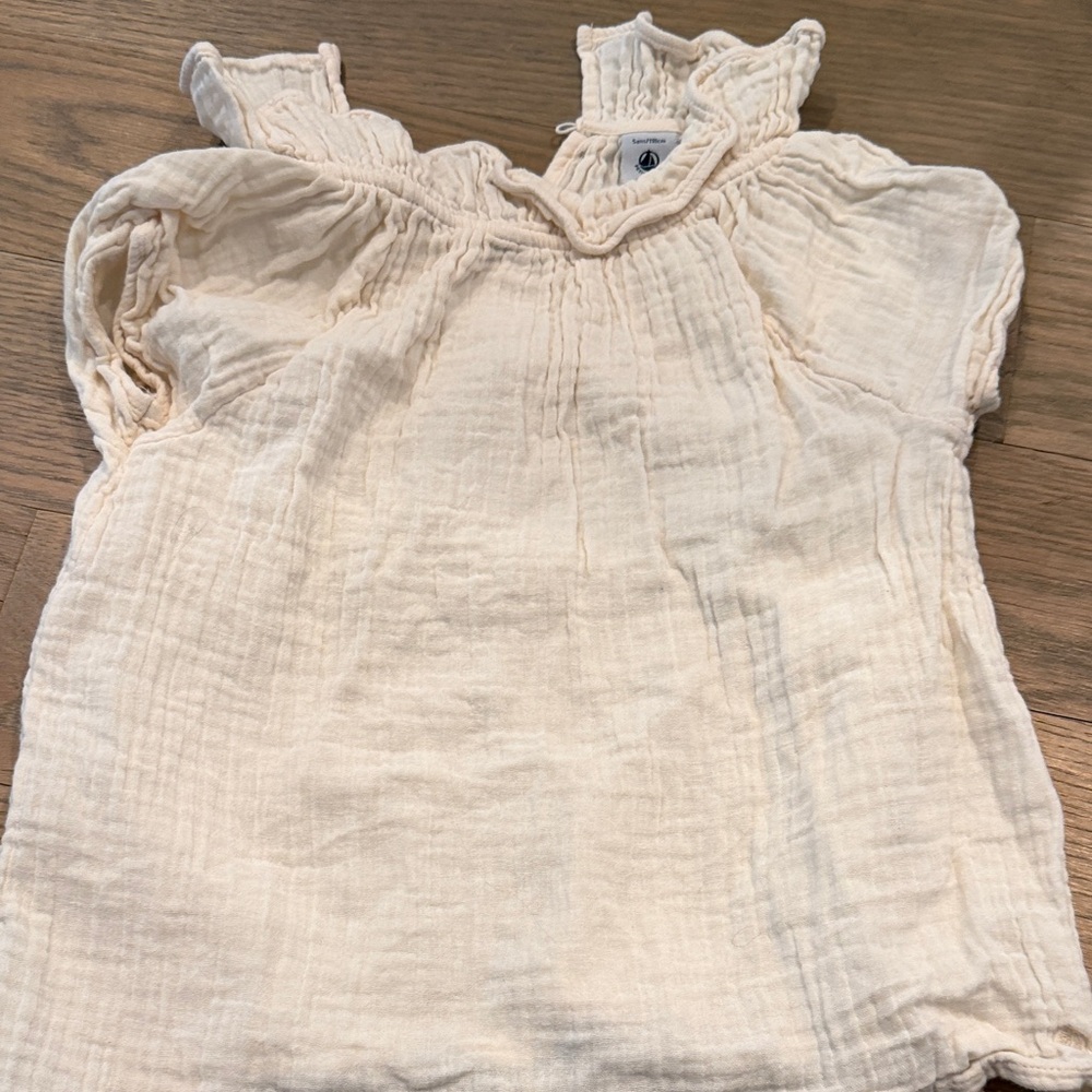 Petit Bateau Cream Ruffle Blouse